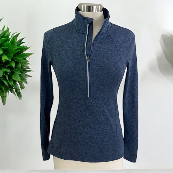 Champion C9 Women's Run Half Zip Pullover "Military Blue Heather" Top - Picture 5 of 16